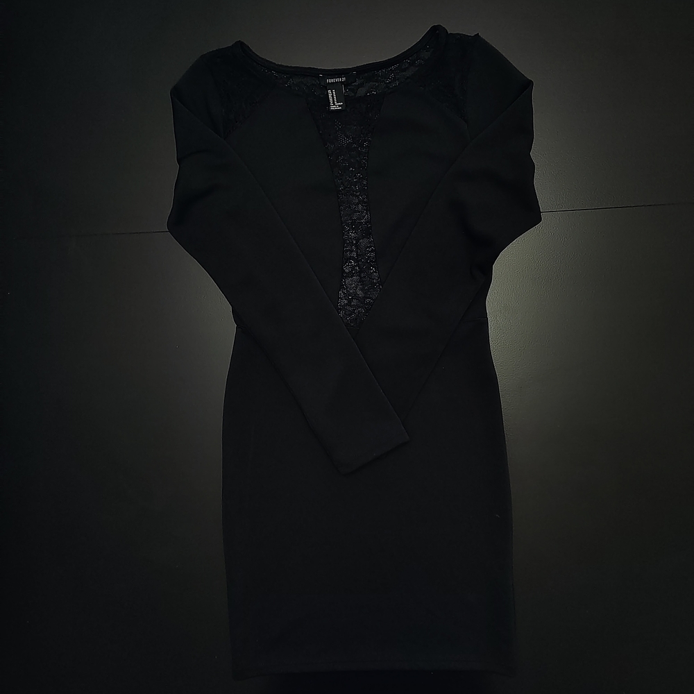 Mesh Backed Long Sleeve Dress